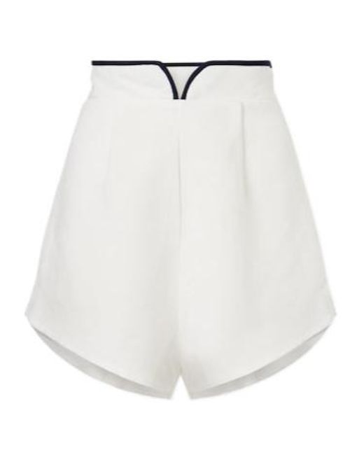 Adriana Degreas White Bicolor Linen-Blend Bermuda Shorts