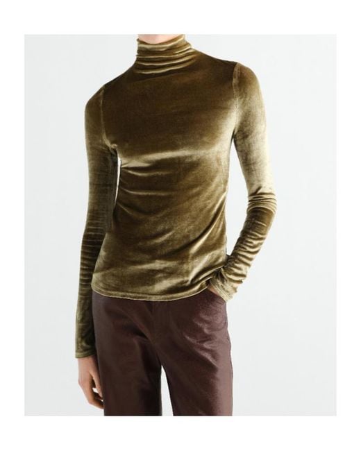 Lemaire Green Fitted Stand-Collar Top