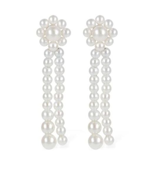 Sophie Bille Brahe White Promenade De Fleur Pearl Earrings