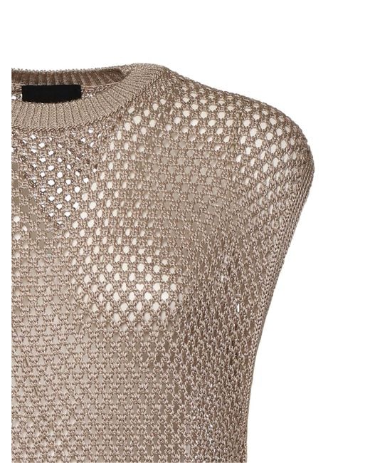 Dondup Gray Sleeveless Mesh Knitted Sweater