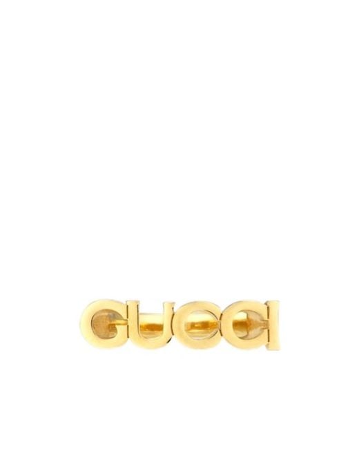 Gucci Metallic Logo Plaque Rings