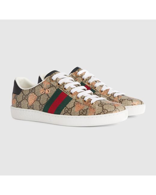 Gucci Brown Ace Berry-Print Sneakers