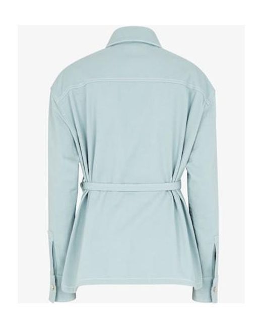 Fendi Blue Belted Collared Jacket