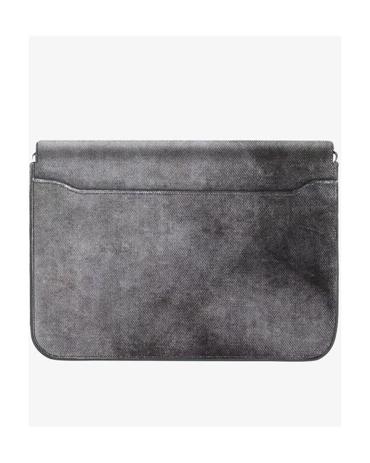 Givenchy Gray Logo Plaque Foldover Top Shoulder Bag