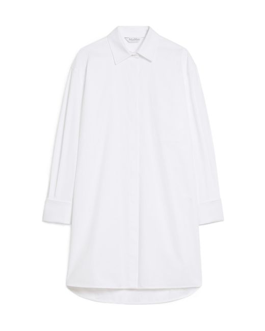 Max Mara White Collared Long-Sleeve Shirt Dress