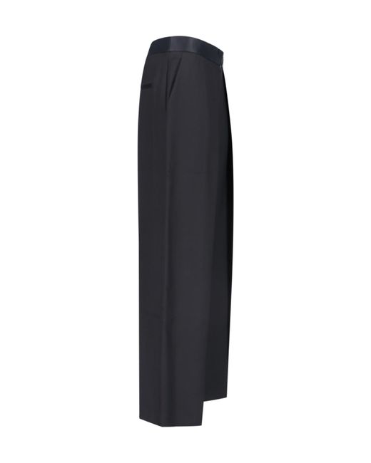 Khaite Blue Marine Low-Rise Wide-Leg Pants