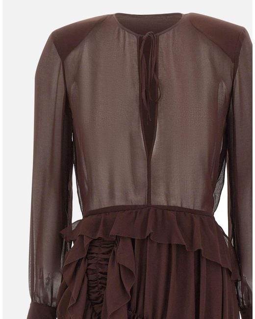 JACQUES WEI Brown Ruffled Dress