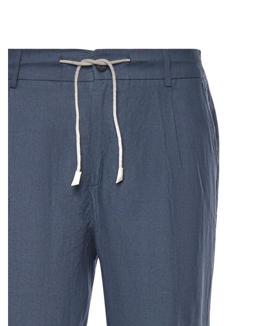 Eleventy Blue Drawstring Slim Pants for men