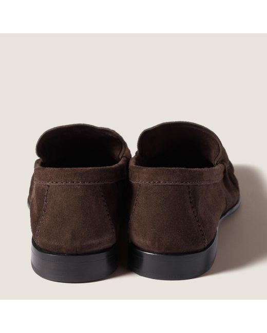 Miu Miu Brown Logo-Embossed Loafers