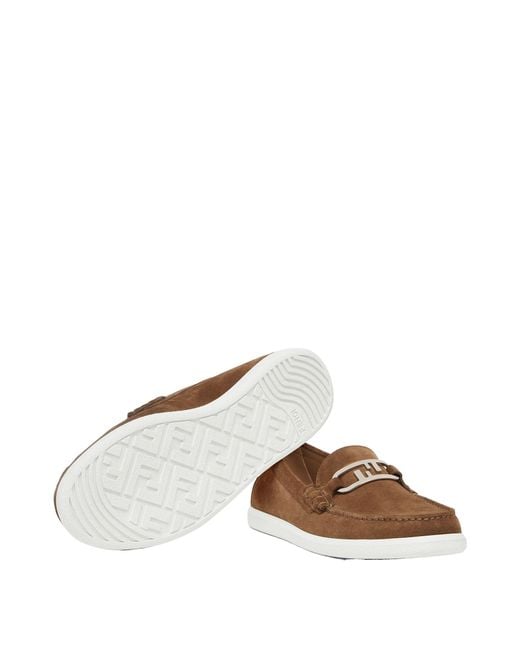 Fendi Brown O'Lock Slip-On Loafers for men