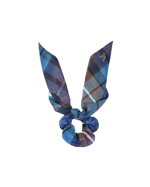 Vivienne Westwood Blue Check Patterned Scarf