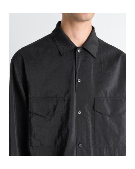 Lemaire Black Convertible Collar Shirt for men