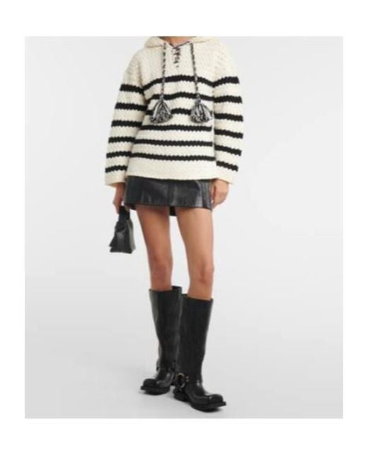 Alanui Natural Striped Knit Hoodie