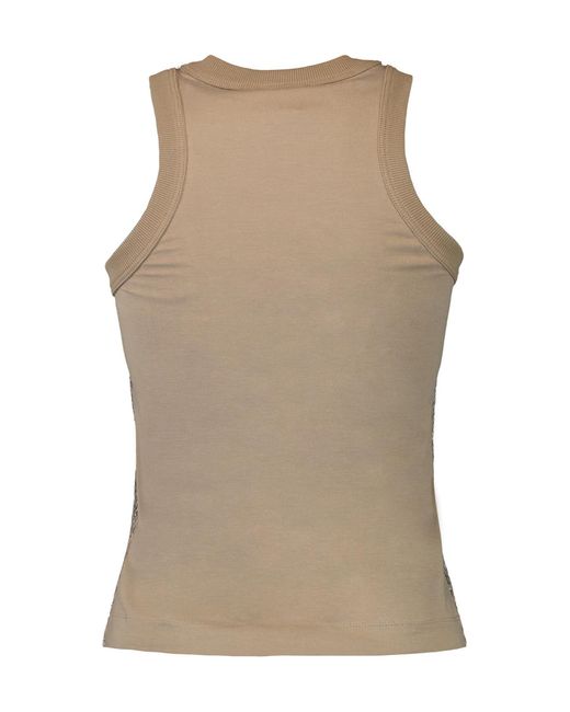 Brunello Cucinelli Brown Sequin Embellished Sleeveless Tank Top