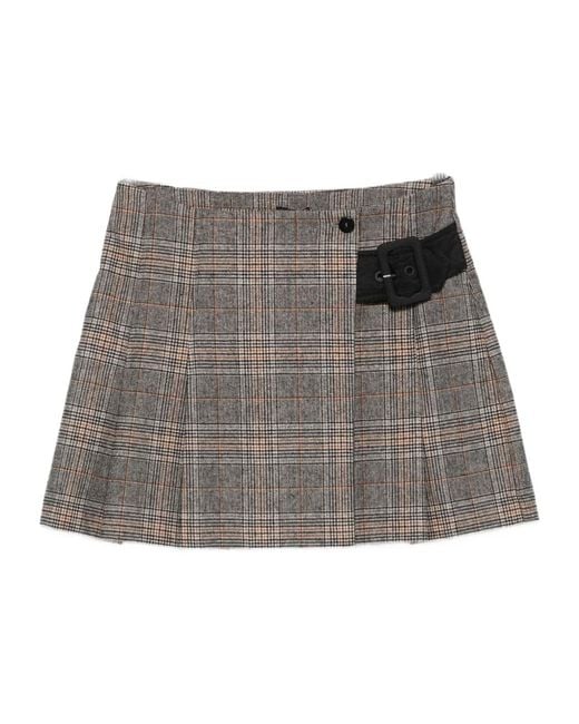 Pinko Gray Checked Wrapped Mini Skirt