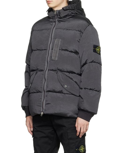Stone Island Gray Compass Logo-Patch Padded Jacket for men