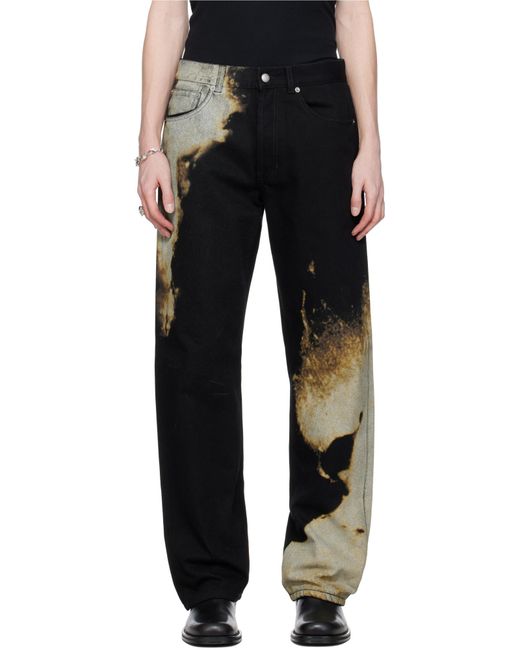 Alexander McQueen Black Abstract Print Jeans for men