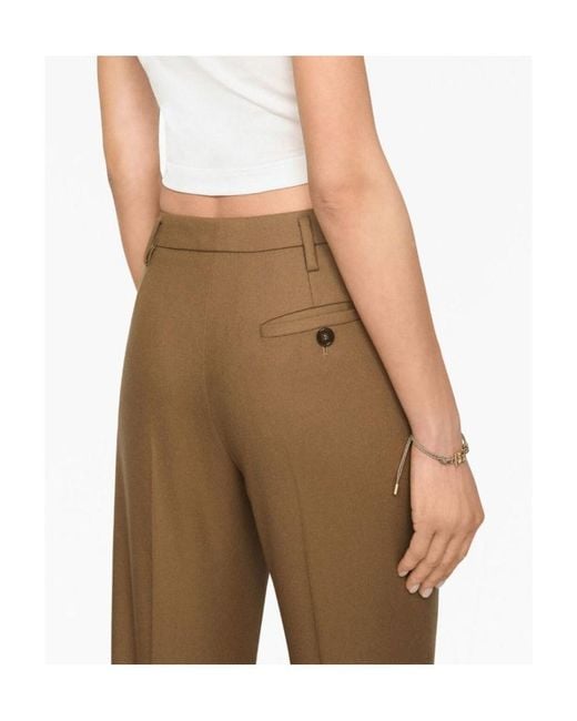 Dolce & Gabbana Brown Logo Plaque Straight-Leg Trousers