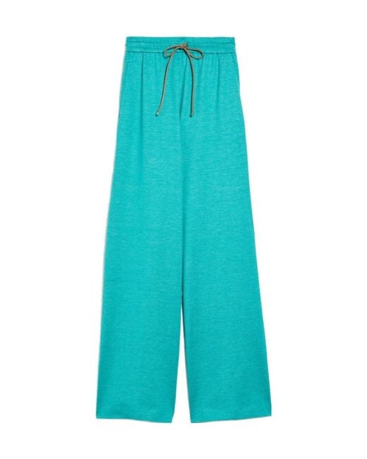 Max Mara Blue Flared Drawstring-Waist Trousers
