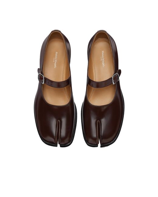 Maison Margiela Brown Tabi Mary Jane Flat Shoes