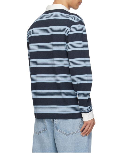 Lacoste Blue Relaxed Fit Striped Polo Shirt for men