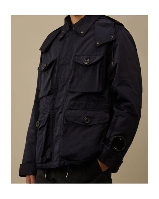 C P Company Blue Micro Kei Hooded Jacket for men