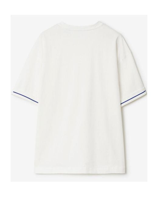 Burberry White Logo Embroidered Crewneck T-Shirt