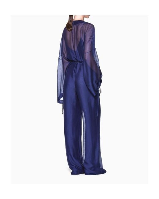 Giorgio Armani Blue Viscose And Silk Gauze Jumpsuit