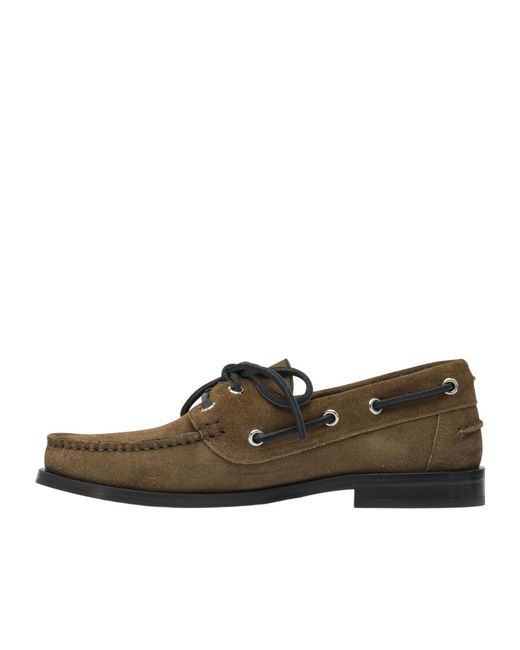 Aeyde Brown Harris Suede Leather Lace-Up Loafers