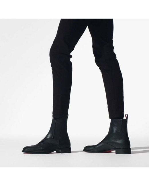 Christian Louboutin Black Boabi Leather Chelsea Boots for men