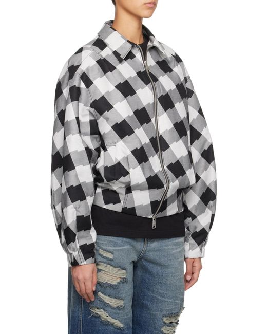 Adererror Gray Check Zipper Casual Jacket for men