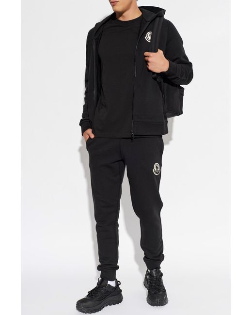 Moncler Black Logo Patch Drawstring Sweatpants for men
