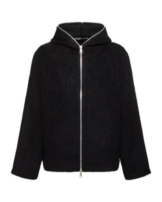 Our Legacy Black Zippered Hooded Long-Sleeved Sweatshirt for men