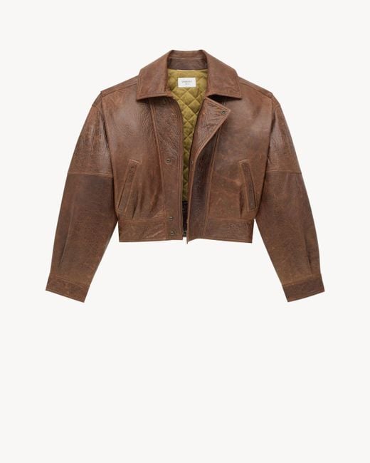 Saint Laurent Brown Aged Bomber Jacket
