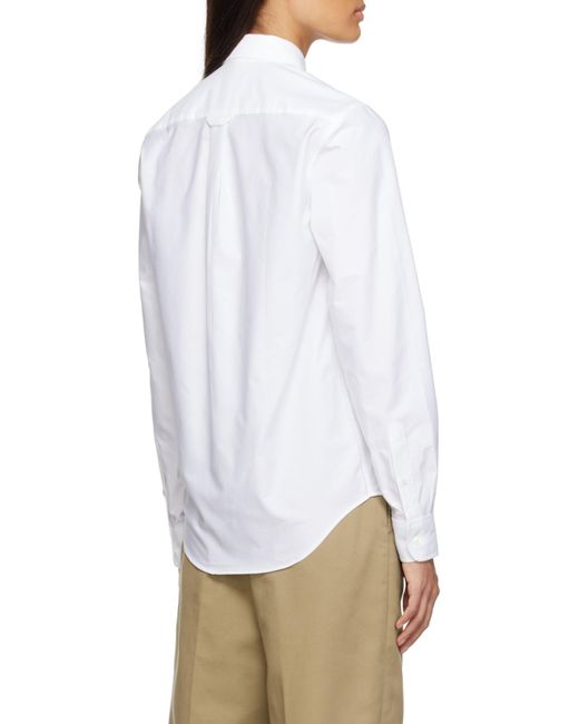 Maison Kitsuné White Fox-Patch Long-Sleeve Shirt for men