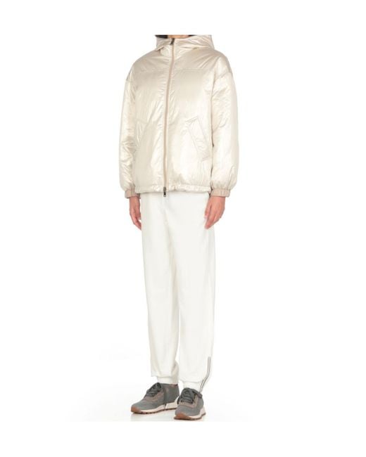 Brunello Cucinelli White Double-Sided Hooded Down Jacket