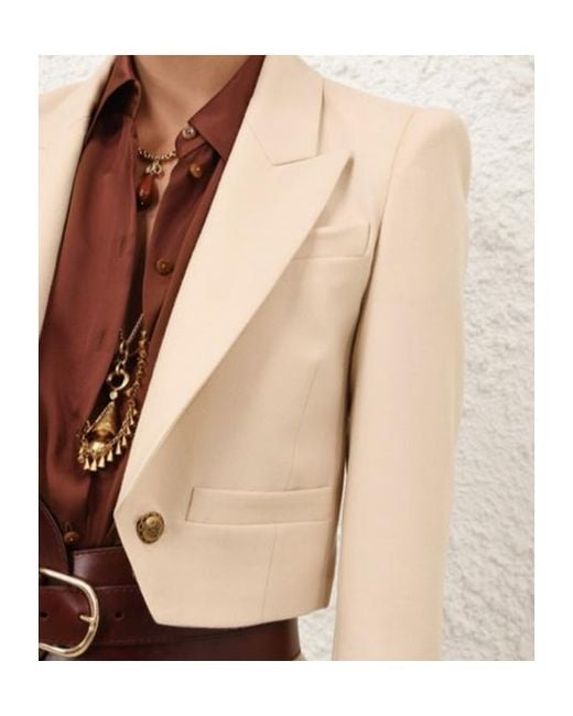 Zimmermann Natural Cropped Wool Blazer