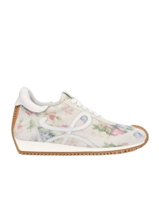 Loewe White Floral Printed Low-Top Sneakers