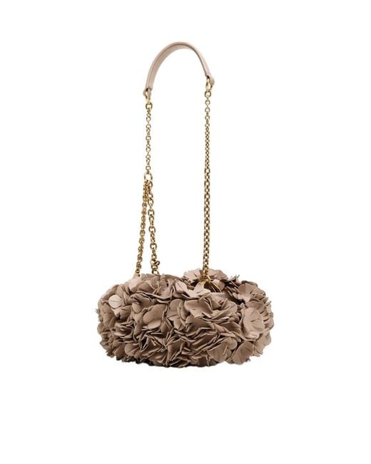 Chloé White Chloé Plissé Floral Shoulder Bag