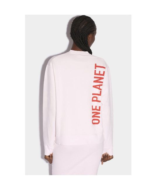 DSquared² Pink Slogan Print Crewneck Sweater