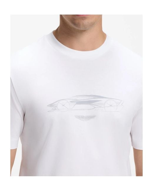 Boss White Boss X Aston Martin Cotton T-Shirt With Car Graphic for men