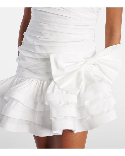 Alessandra Rich White Ruffled Taffetta Minidress