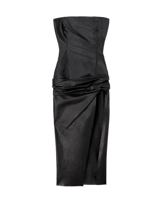 The Attico Women's Black The Off-Shoulder Ruched Waist Midi Dress The Attico Women's Black The Off-Shoulder Ruched Waist Midi Dress