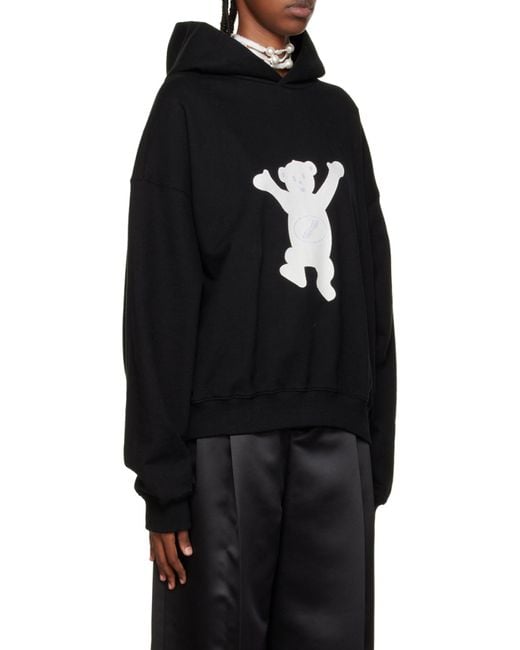we11done Black Logo Print Cotton Hoodie for men