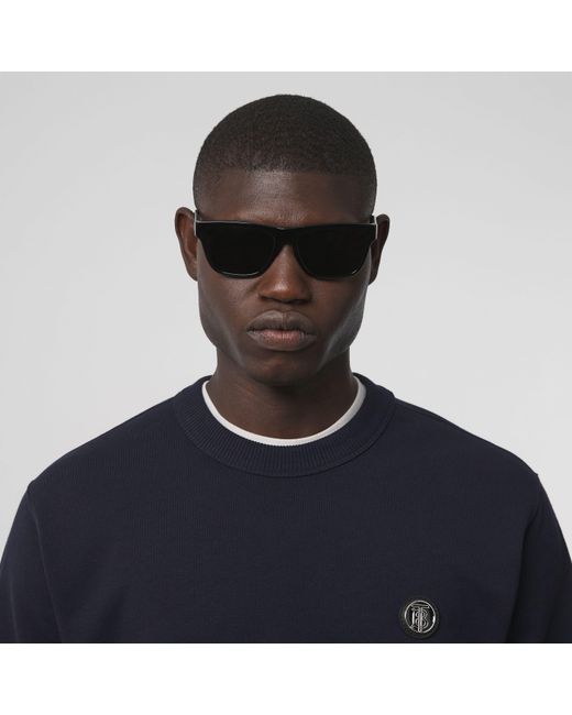 Burberry Blue Monogram-Appliqué Cotton Sweatshirt for men
