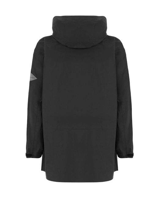 And Wander Black Hooded Zip-Pocket Coat for men