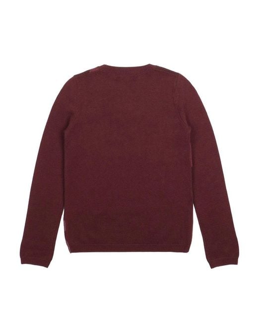 Burberry Red Round-Neck Long-Sleeved Pullover