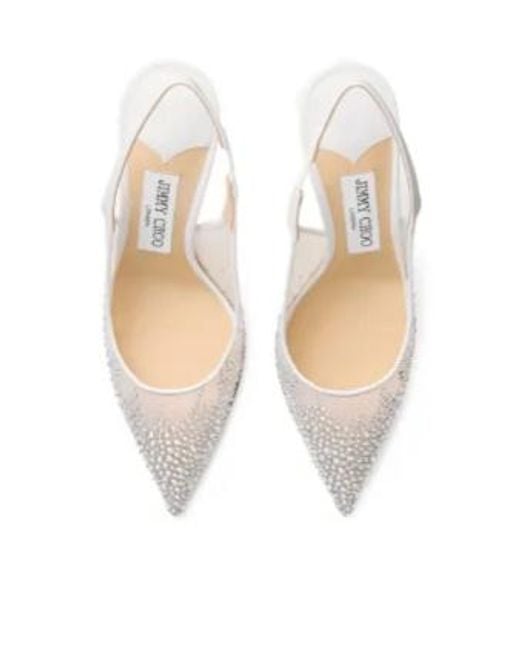 Jimmy Choo White Love 85 Embellished Slingback Pumps