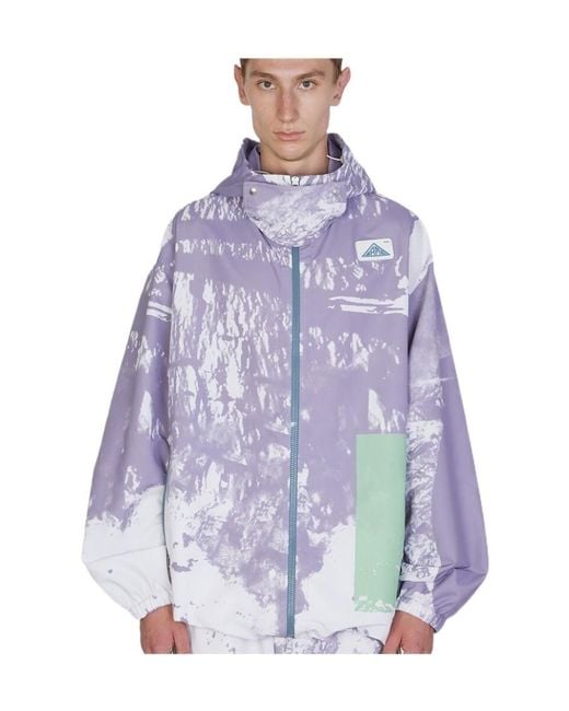 OAMC Purple Tie Dyed Logo Patch Zipped Hooded Jacket for men