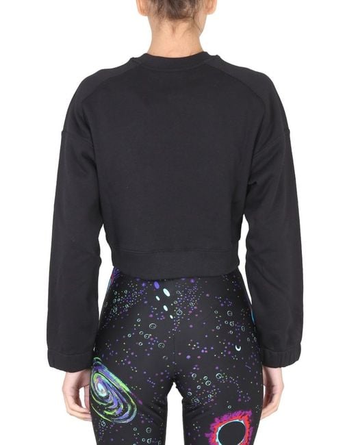 MSGM Black Logo-Printed Cropped Sweatshirt